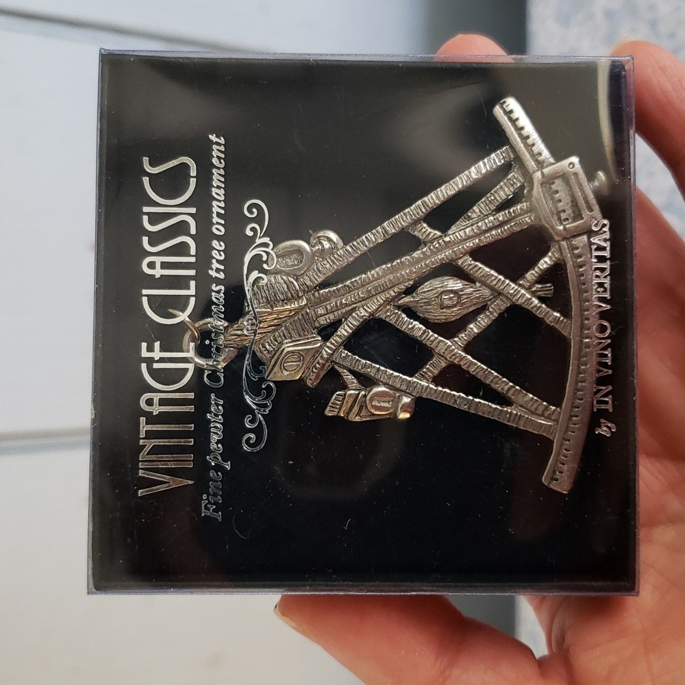 Vintage Classics Fine Pewter Christmas Tree Ornament  by In Vino Veritas